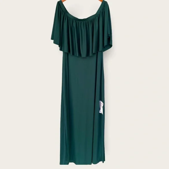 KOH KOH Women's Short Sleeve Off The Shoulder Ruffle tube Maxi Dress - Picture 7 of 12